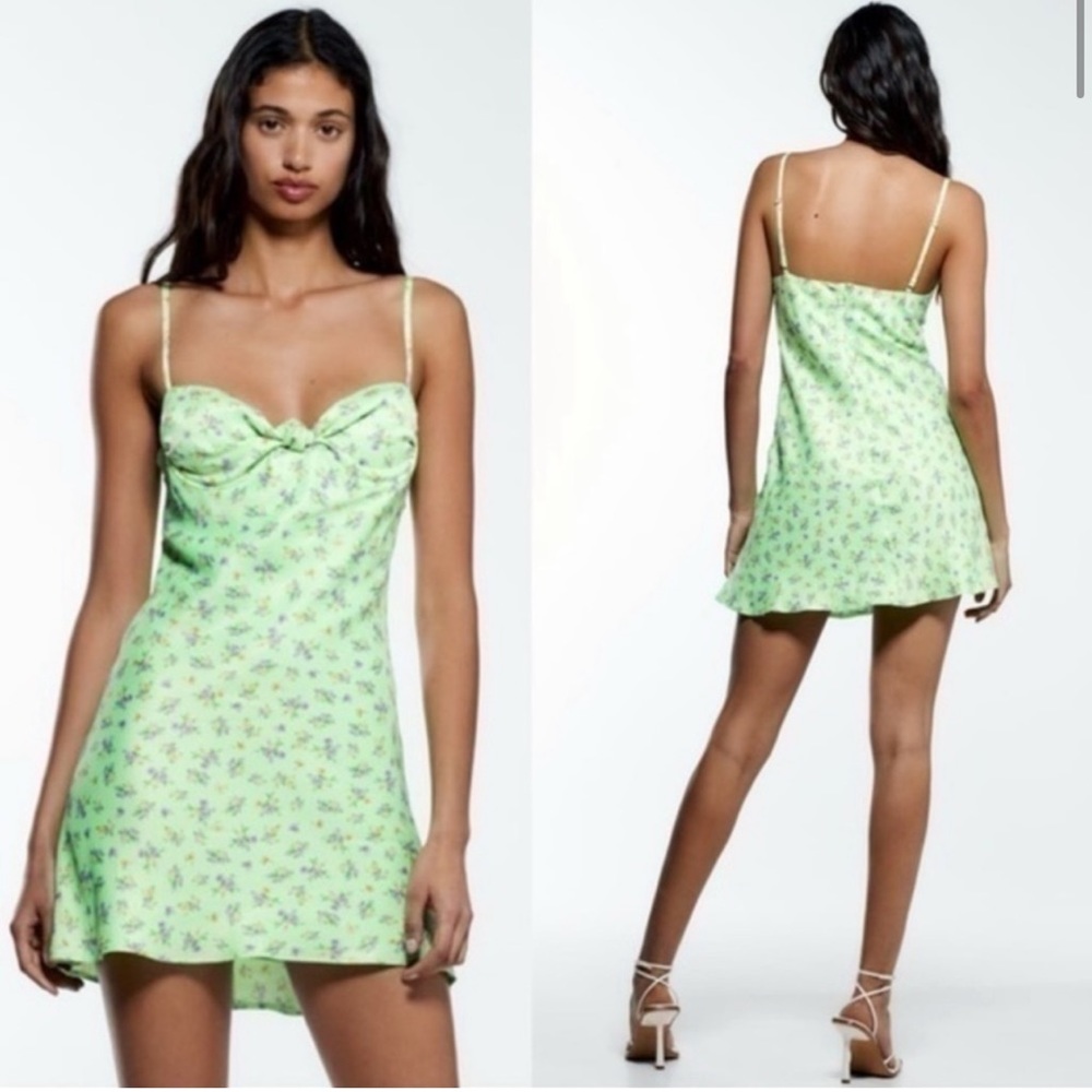 Zara Green Floral Mini Dress